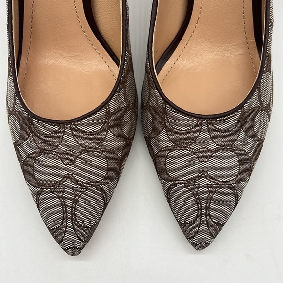 Coach Skyler Monogram Jacquard Pumps Oak Maple - Picture 7 of 16